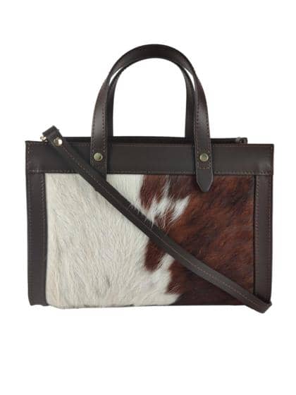 Astra – odinė rankinė su natūraliu kailiuku