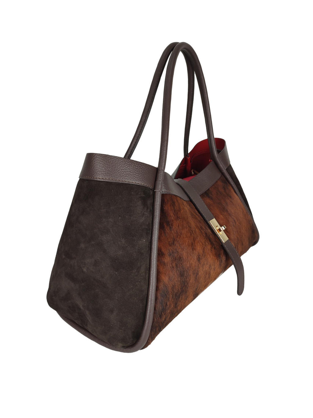 Bruna – odinė rankinė su natūralu kailiu