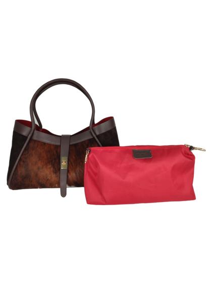 Bruna – odinė rankinė su natūralu kailiu