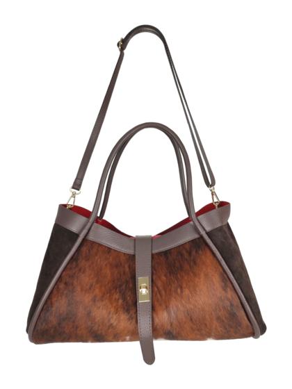 Bruna – odinė rankinė su natūralu kailiu