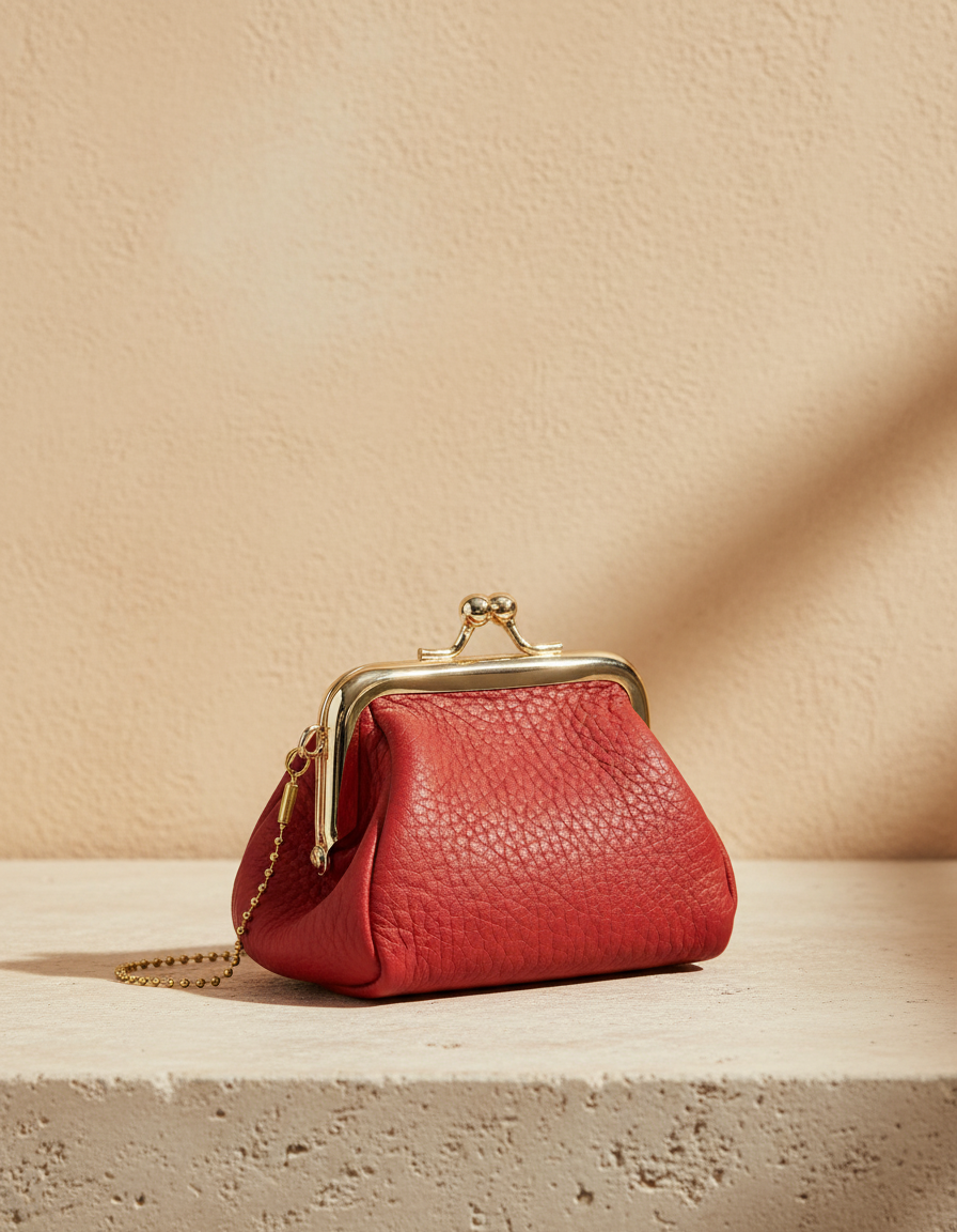 Mini portamonete in vera pelle "KissLock"