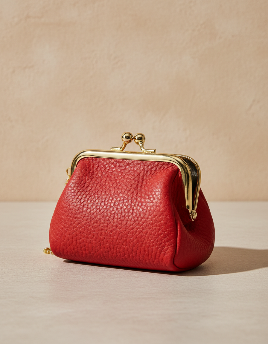 Natūralios odos mini monetinė „KissLock“