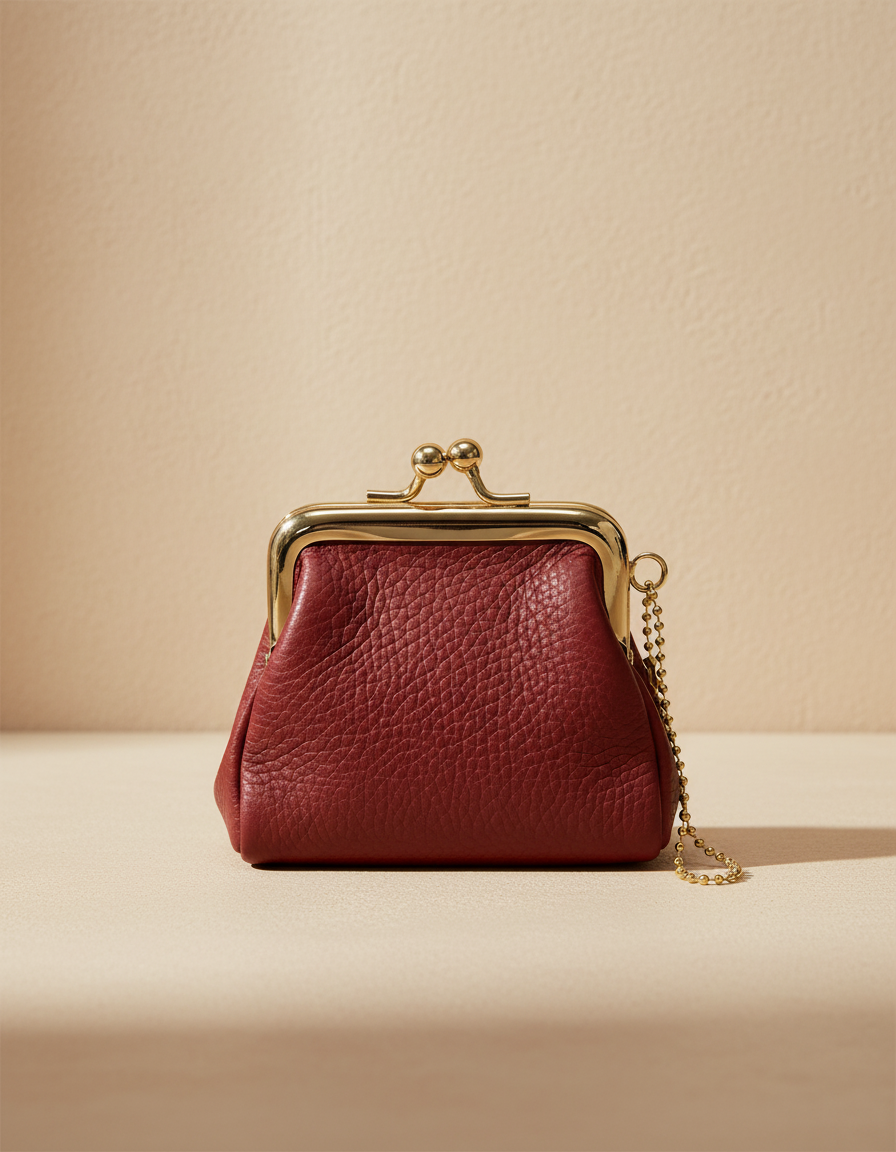 Mini portamonete in vera pelle "KissLock"