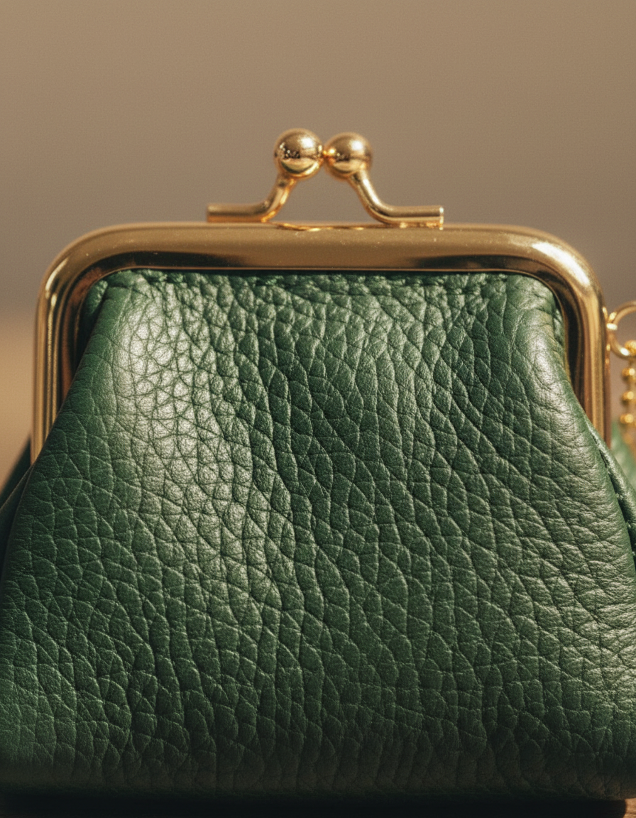 Mini portamonete in vera pelle "KissLock"