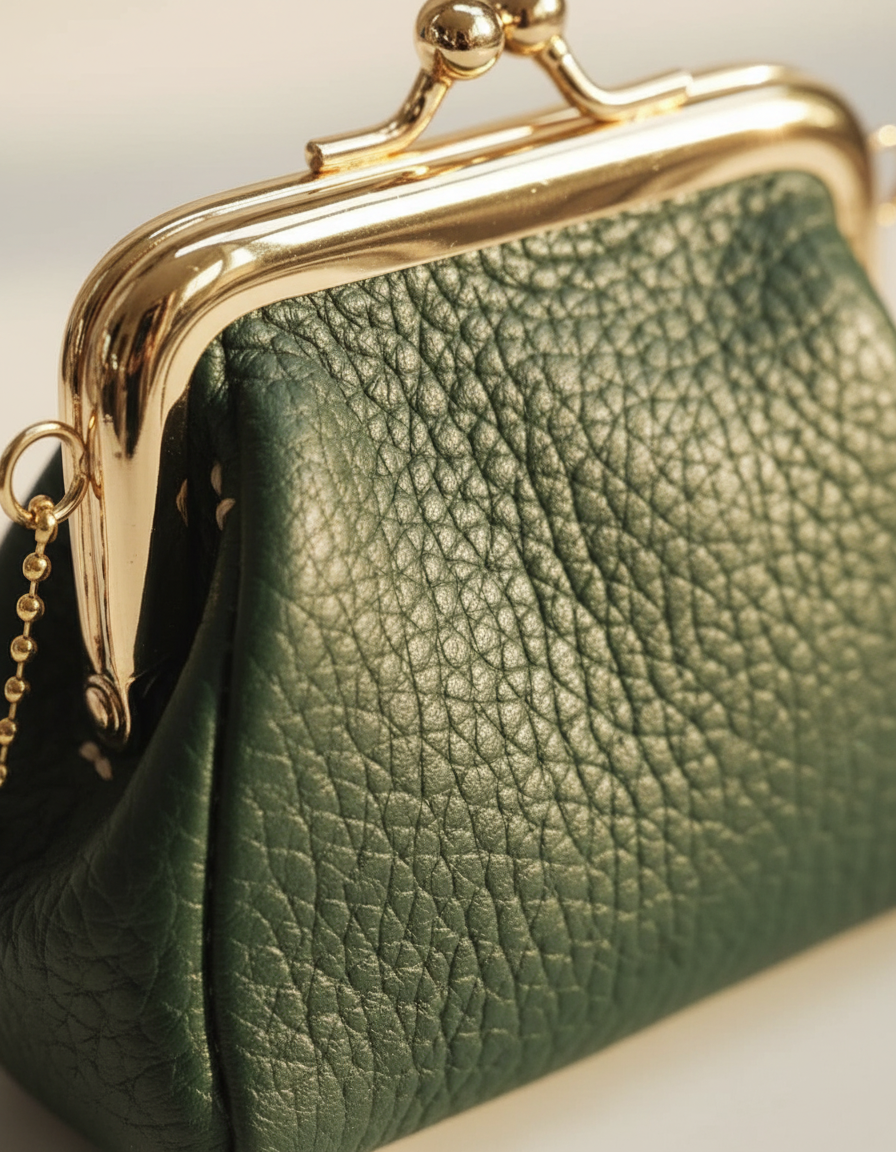 Mini portamonete in vera pelle "KissLock"