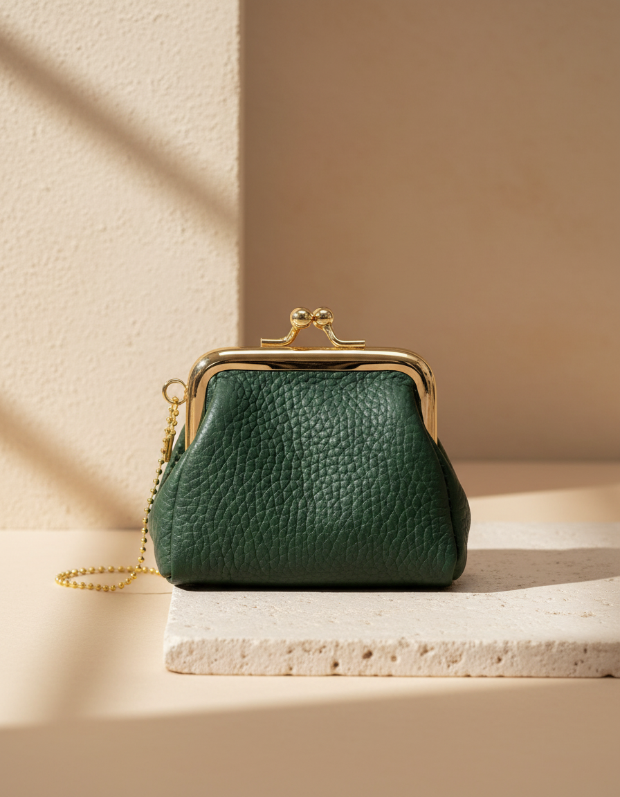 Natūralios odos mini monetinė „KissLock“