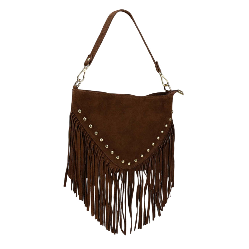 Rankinė 'Franja', spalva tamsiai ruda – šoninis vaizdas