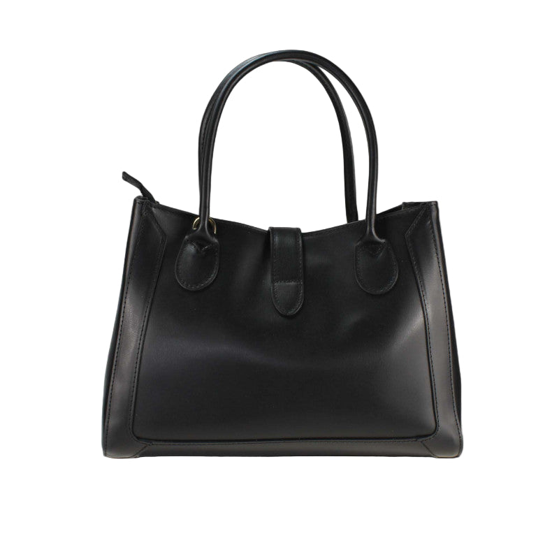 Odinė rankinė 'Lucca' – juoda spalva, priekinis vaizdas