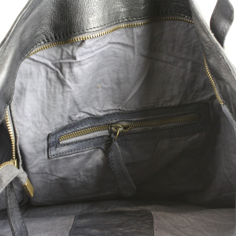 Rankinės 'Cartella Vintage' vidus – natūralios odos pamušalas, kišenės su užtrauktuku